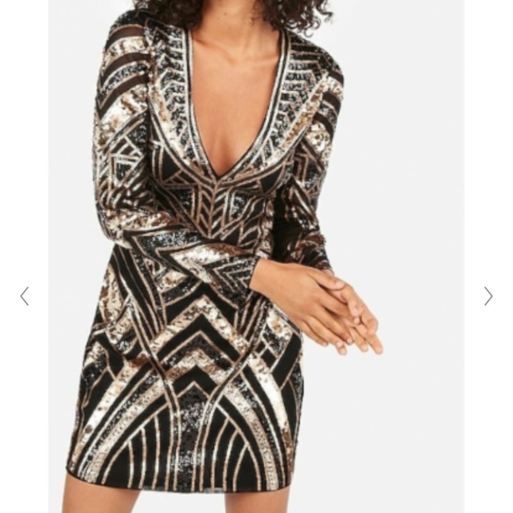 Black and gold Express sequin dress